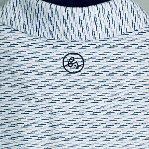 Boston Scott Performance Golf Polo Men's L Blue White All Over Print Submarine